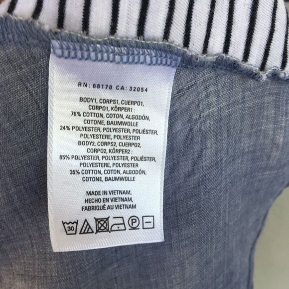 Deletta Anthropologie Callisto Swing Top M Blue Black Stripes Peplum Tee Coastal - Picture 12 of 13